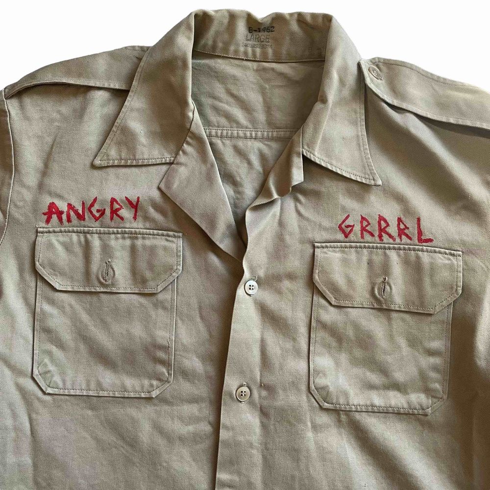 Really cool Angry Grrl Boy Scouts uniform button up size Large - Picture 2 of 4